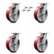 Service Caster 8 Inch Kingpinless Red Poly on Steel Wheel Swivel Caster Set with Swivel Lock SCC-KP30S820-PUR-RS-BSL-4 - alternate 1